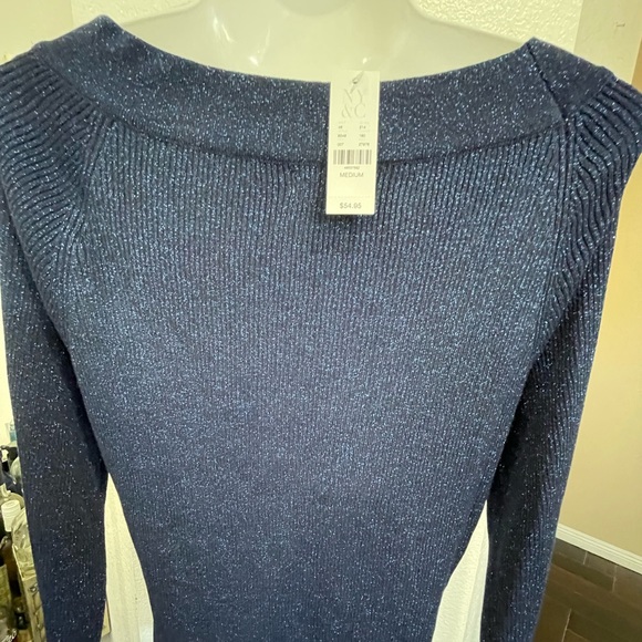 NY&C, Blue Metallic Sweater, Medium, NWT, Festive Sweater - Picture 2 of 3